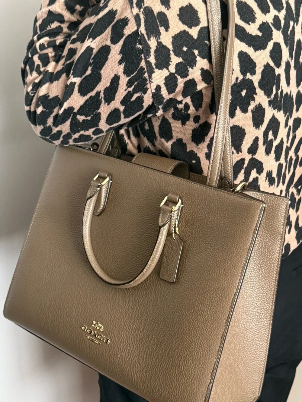Coach Maggie tote  Leather Structured Satchel with Gold Hardware